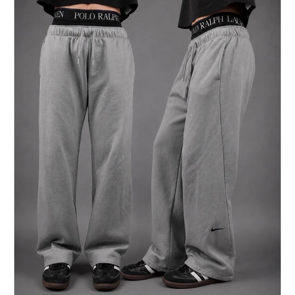Nike Vintage Grey Baggy Sweatpants Mens Medium Wide Leg Y2K Skater Streetwear